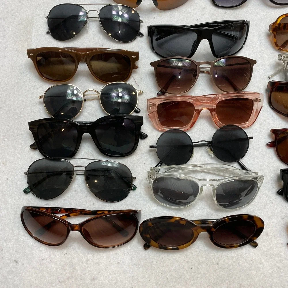 Lot Of 20 Sunglasses Mixed Unisex OS Multi Color Aviator Retro Y2K Pairs Bundle